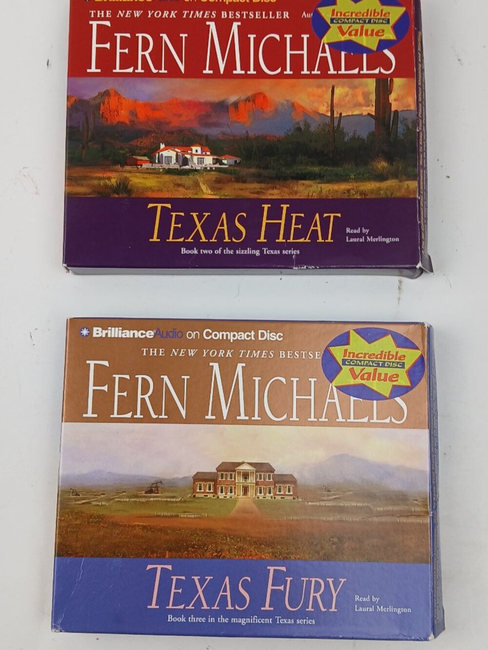 Fern Michaels Texas Heat & Texas Fury Audiobook CD Lot Brilliance Audio Unabridg